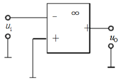 如图所示运算放大器电路，输入电压ui=1V, 则输出电压uO 等于()。 