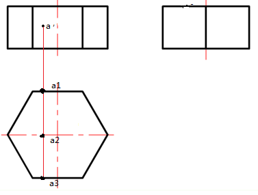 根据图中主视图A点的位置，判断其俯视图哪个投影是正确的（）。 