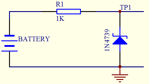 如图电源-15V，稳压二极管Ubr是-9V，请问二极管上的压降是（TP1对地电压）： 