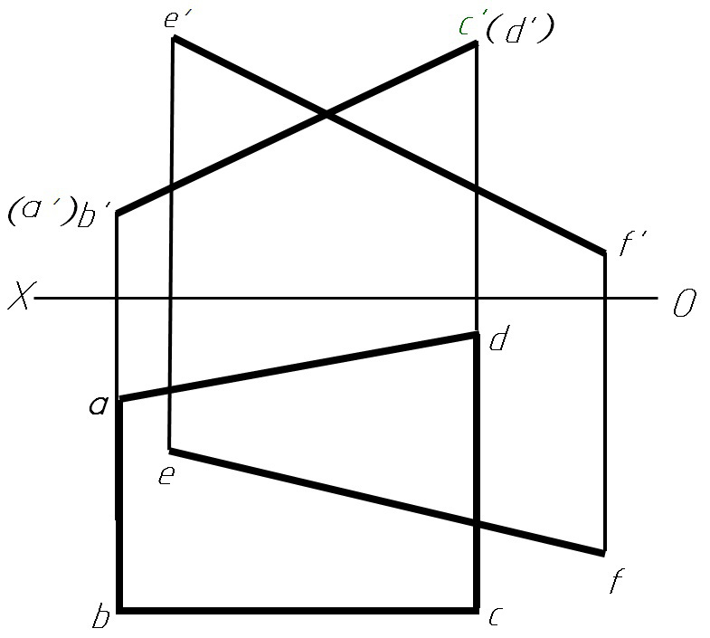 求直线EF与平面四边形ABCD的交点，并判别可见性，请选择正确的答案。 