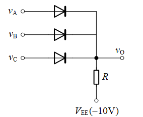 请写出如图所示数字电路的功能，二极管VD（on)=0.7V [图...请写出如图所示数字电路的功能，