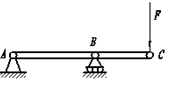 图示，外伸梁BC段受力F作用而发生弯曲变形，AB段无外力而不产生弯曲变形 。 
