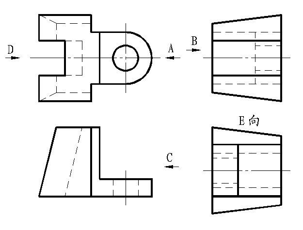 E向视图的投影方向是() 