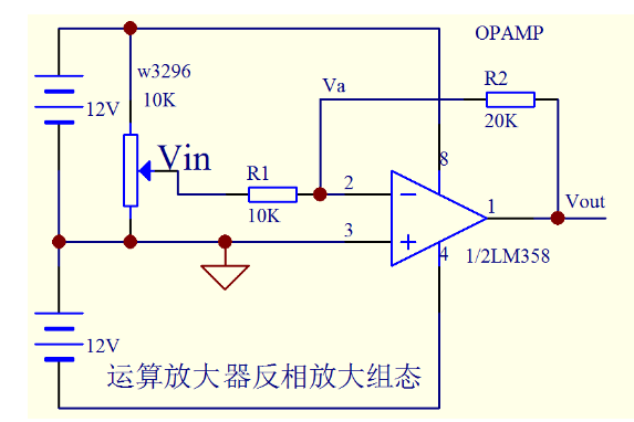  如图，当运算放大器LM358电路中的负反馈电阻R2开路时，运放工作在开环状态，其他器件正常。按照这