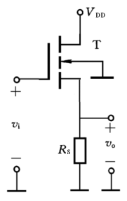 在放大器的基本组成电路中，晶体管可以采用不同的接法。以N沟道增强型场效应管为例，如下图所示，称为什么