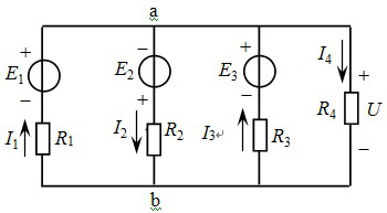 电路如图所示，已知E1= 60V，E2= 30V，E3= 60V，R1= R2 30W，R3=15W