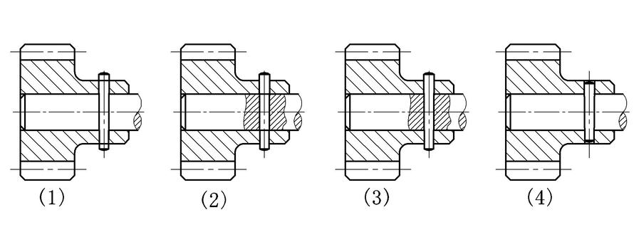 下图中圆锥销连接画法正确的是： 