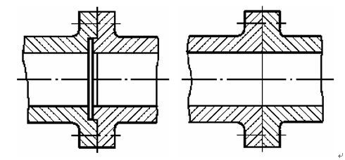 如图，两零件进行装配时，两法兰盘轴孔有同轴度要求，下面关于装配工艺性的说法正确的是