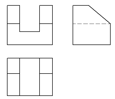 已知立体的轴测图及主视方向，正确的三视图是（）。 