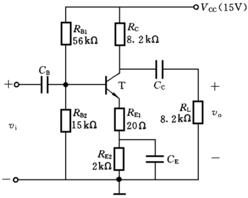 在如下图所示电路中，晶体管的β=150，VA=-100V，VBE（on)=0.7V，电压增益Av为_