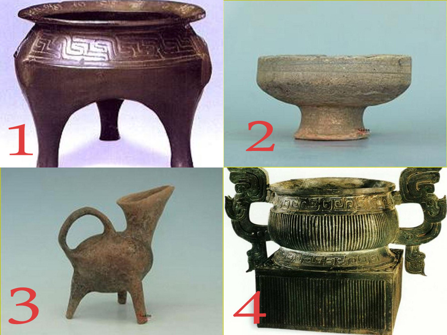  中国烹饪器具历史悠久，根据图片中序号，下列选项中对于古代炊具的名称正确的是？（单选题）