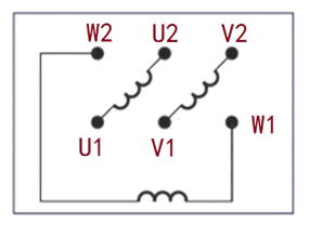 已知三相异步电动机接线盘如图所示。若采用三角形接法，其接线顺序为。