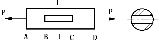 图示受拉直杆，其中AB段与BC段内的轴力及应力关系为 