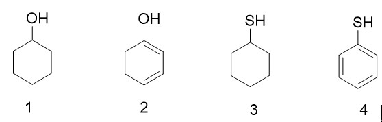 下列化合物，酸性由强到弱的顺序是（）。 