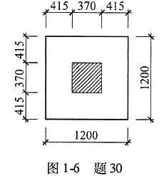 一截面b×h=370mm×370mm的砖柱，其基础平面如图1-6所示；柱底反力设计值N=170kN。