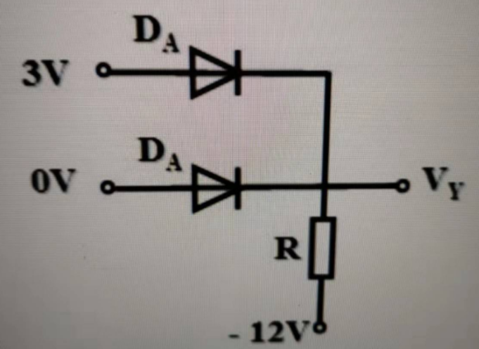 下图所示电路，二极管的导通电压为0.7V,则Vy=（)。下图所示电路，二极管的导通电压为0.7V,则