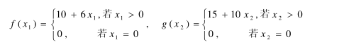 考虑下列数学模型minZ=f（x1)+g（x2)其中满足约束条件（1）x1≥8或x2≥6（2）lx1