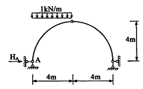 图示三铰拱支座A的水平反力HA是()。