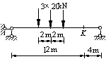 图示简支梁在所示移动荷载下截面K的最大弯矩值是()。
