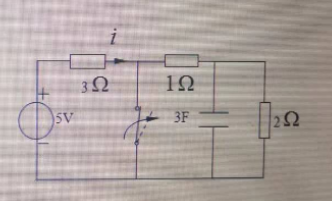 求图示电路中电流i（t)t≥0，已知t=0开关打开，打开前电路已达稳态。求图示电路中电流i(t)t≥