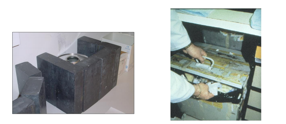 图中所示是核医学科固体废物储存设备，下面哪些叙述是正确的？()