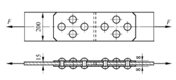 图示接头，承受轴向载荷F作用。已知铆钉直径d,板件与铆钉的材料相同。则危险剪切面的剪力为()。