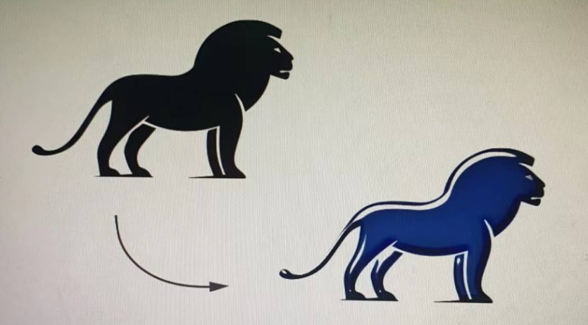 如图所示：左上图中的“狮子”图层添加图层样式后，得到如右下图所示效果，请问右下图中的效果定添加了以下