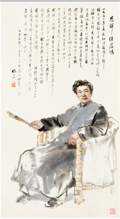 现代画家杨之光画的国画肖像《恩师徐悲鸿》是（）。