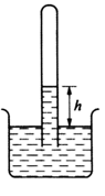 如图所示，开口向下的玻璃管插入水银槽后固定不动，管内封闭了一段气体，气体压强为p，管内外水银面高度差