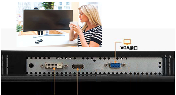 显示器通过接口与主机连接，常见的显示器接口有：VGA接口：它传输的是模拟信号，只能传输图像；DVI接