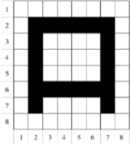 如图所示，是一个汉字“口”的88信息编码图，只有黑白两种颜色。用“1”表示对应位置是黑方块，“0”表