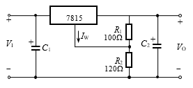 三端集成稳压器构成的稳压电路如图所示，已知[图]且电...三端集成稳压器构成的稳压电路如图所示，已知