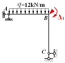 图（a）所示结构各杆长为9m，用位移法求解时基本结构如图（b），则基本方程中的主系数K11为：   