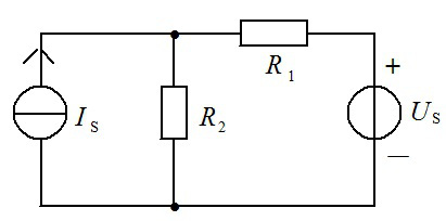 在图示电路中，已知：U S = 15 V，I S = 5 A，R1 = 3 W，当US 单独作用时，