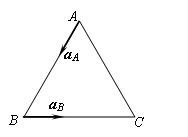 边长l＝60 mm的正三角形abc在自身平面内运动。在图示瞬时，顶点a、b的加速度的大小aa ＝ a