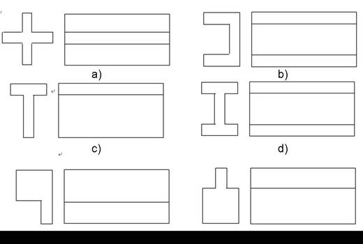 试分析下图所示铸件： 1）哪些是自由收缩？哪些是受阻收缩？ 2）受阻收缩的铸件形成哪一类铸造应力？ 