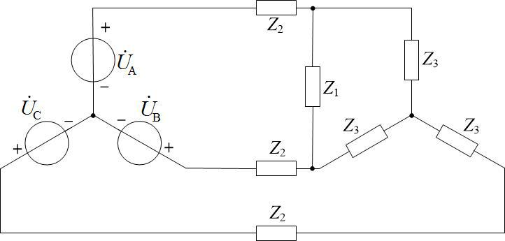 如图所示对称三相电源相电压=220v,阻抗z2=20欧姆,z3=(40  j80)欧姆.