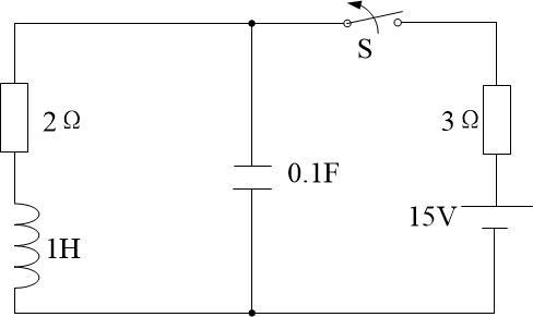 电路图如左图所示，开关S闭合已久，t=0时断开开关S。换路后的运算电路如右图所示。右图中的x1到x9