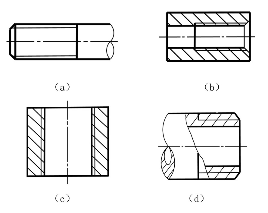 根据给定的螺纹要素标注螺纹的尺寸。 （1） （a）图中，普通螺纹，大径10mm,螺距2mm,单线，右