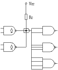 如图，已知OC门在输出低电平时允许的最大负载电流IOL=12mA，在输出高电平时的漏电流IOH=20