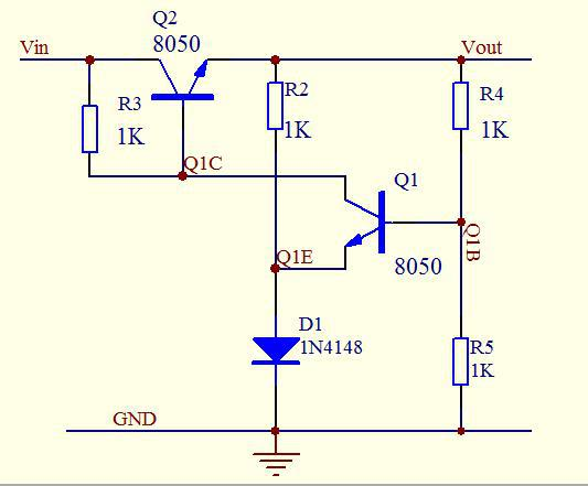 简易线性稳压电源接线正确，D1是1N4148，我们调整参数使得Vout = 3.0V，所有器件正常，