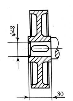如图所示的带轮与轴可采用哪几种键联接，轴传递的扭矩t=300n·m，载荷平稳，其中带轮的材料为铸铁、