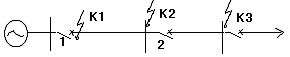 如图所示，35kv电网线路1的保护拟定为三段式电流保护，已知线路1最大负荷电流为90a ,nta=2