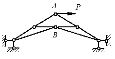 图 示 对 称 桁 架 各 杆 e a 相 同 ， 结 点 a 和 结 点 b 的 竖 向 位 移 