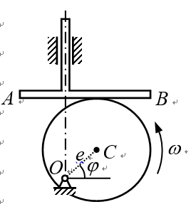 一偏心圆盘凸轮机构如图所示，圆盘c的半径为r，偏心距为e，设凸轮以匀角速度一偏心圆盘凸轮机构如图所示