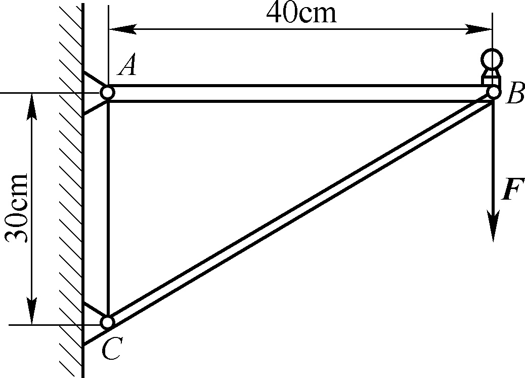托架结构如图所示。载荷f=30 kn，现有两种材料铸铁和q235a钢，截面均为圆形，它们的许用应力分