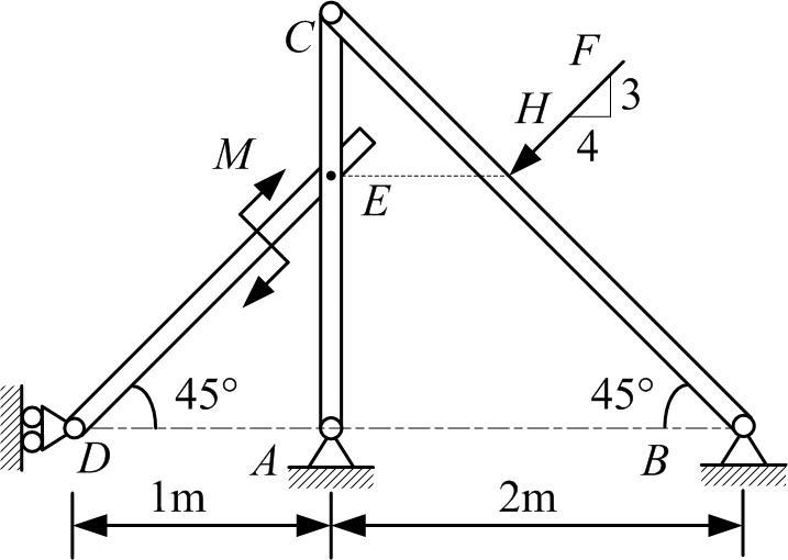 结构如图所示，略去各杆自重，c、e处为铰接。已知结构如图所示，略去各杆自重，C、E处为铰接。已知  