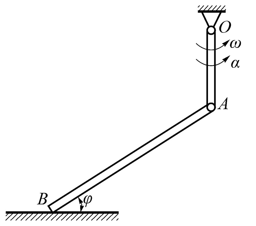 平面机构如图所示，已知：曲柄OA=r=20cm，连杆AB=L=40cm，在运动过程中，B端始终沿水平