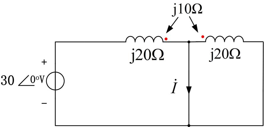 图示为含有耦合电感的正弦稳态电路，图中的电流有效值等于 