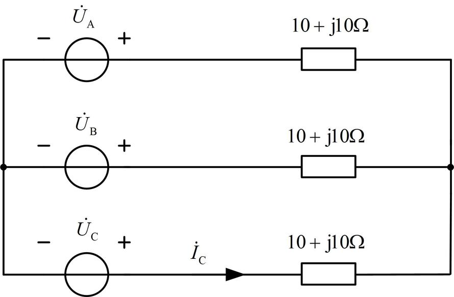 图示对称三相电路A相相电压有效值为100V，初相位为0度，则线电压的初相位为 